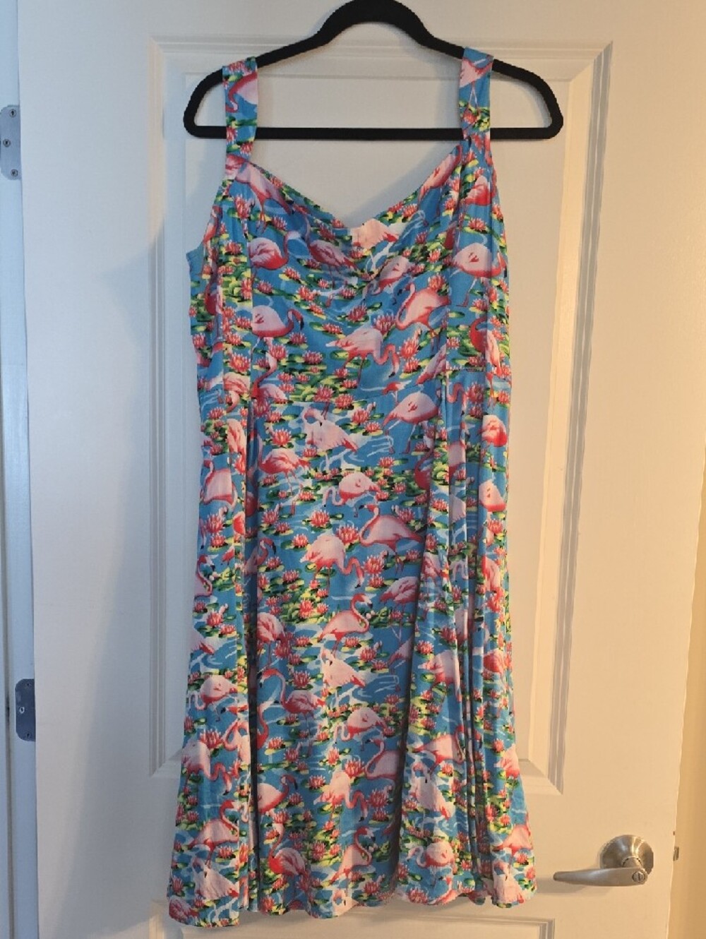 Blue Flamingo Print Summer Dress - Womens - Picture 3 of 6